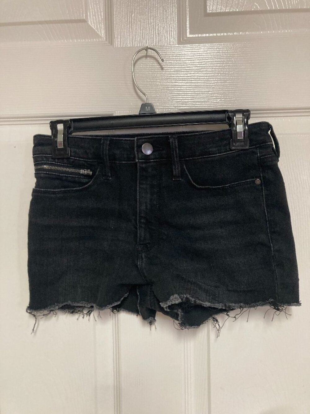 Athleta denim cut-off shorts with zipper detail black size 4 Women's